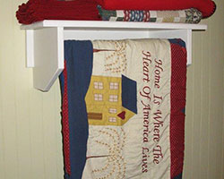 closet rod shelf for a hanging quilt rack
