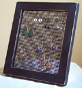 7 x 8 solid poplar earring holder in distressed pitch black milk paint