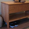 Shaker storage bench with shelf
