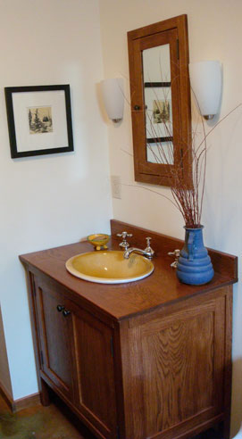 38" oak vanity in Nutmeg stain