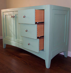 48" vanity with custom legs and arched bottom