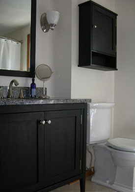 36" black shaker style vanity with a granite top 