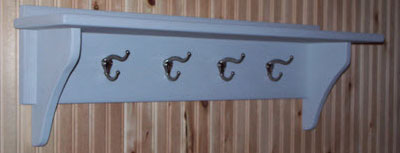 Utility shelf with hat & coat hooks