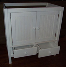 32" snow white vanity with cottage styled doors